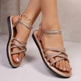 thumbnail image 6 of Eltusu Women's Flat Sandals, Open Toe Ankle Strap Casual Non-Slip Summer Shoes Rose Gold Size 6, 6 of 9