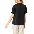 thumbnail image 4 of INSPIRE CHIC Women's Ruffled Button Down Shirt Short Sleeves Solid Work Office Blouse XS Black, 4 of 8