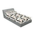 thumbnail image 2 of Ambesonne Floral Fitted Sheet & Pillow Sham Set, Exotic Tropical Petals, Twinxl, Tan Ivory Seal Brown, 2 of 2