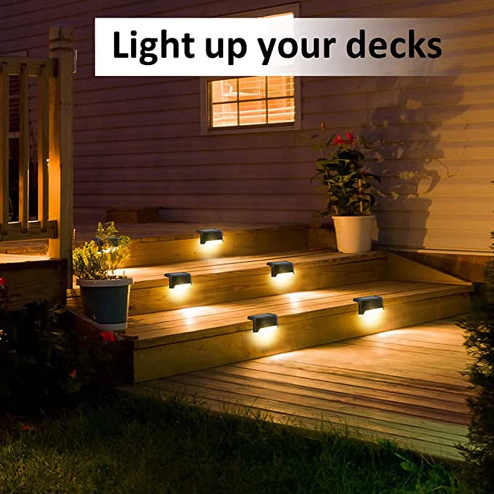 4/8/12X LED Solar Deck Lights Outdoor Path Garden Pathway Stairs Step Fence Lamp