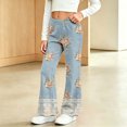 thumbnail image 4 of VIPOIN Girls' Boho Flare Pants Floral Print Vintage Y2K Style Bell Bottom Stretchy Trousers, 4 of 7