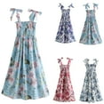 thumbnail image 5 of Fesfesfes Spring Dresses for Women Tube Top Straped Dress Casual Boho Floral Print Sleeveless Dresses Ruffle Knee Length Beach Dress, 5 of 5