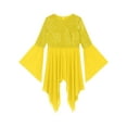 thumbnail image 2 of iiniim Women Shiny Sequins Patchwork High Low Praise Dance Dress Clothes Yellow L, 2 of 7