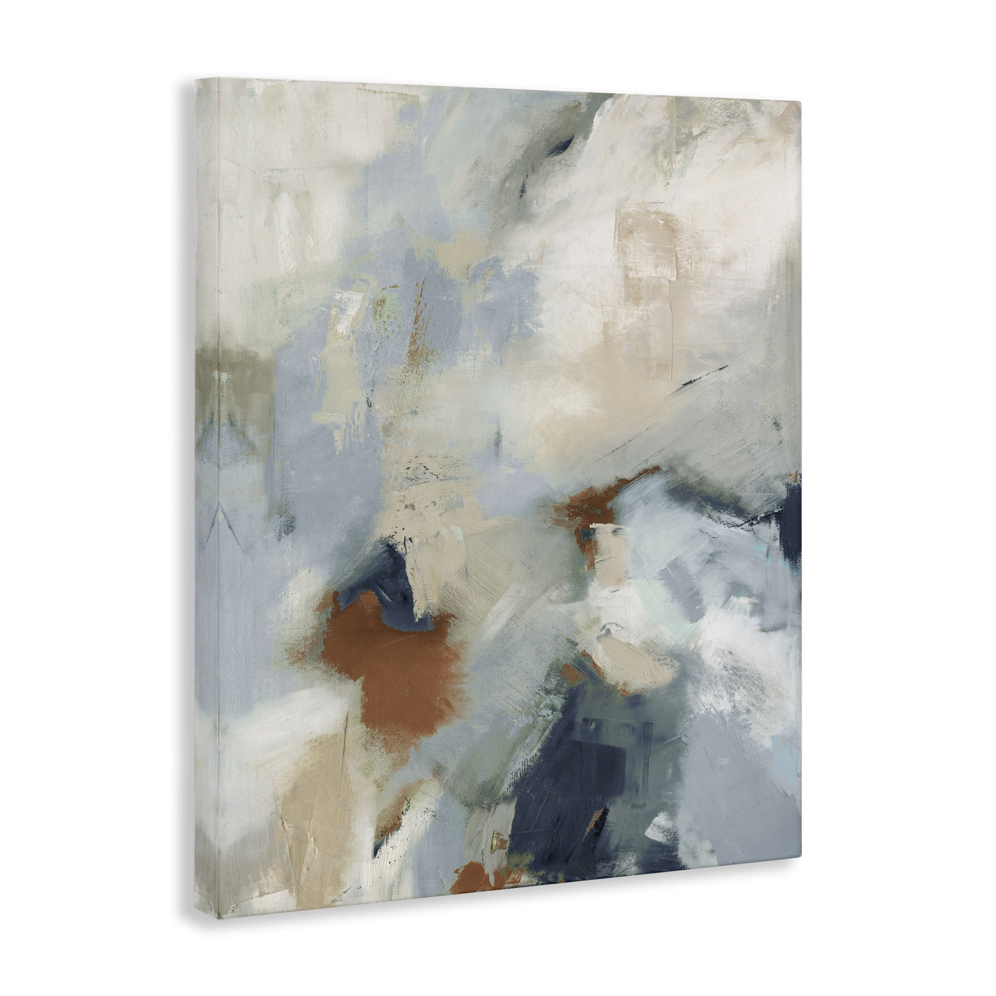 Stupell Industries Foggy Ombre Brush Strokes Abstract Painting Wrapped Canvas Art Print Wall Art, 16 x 20