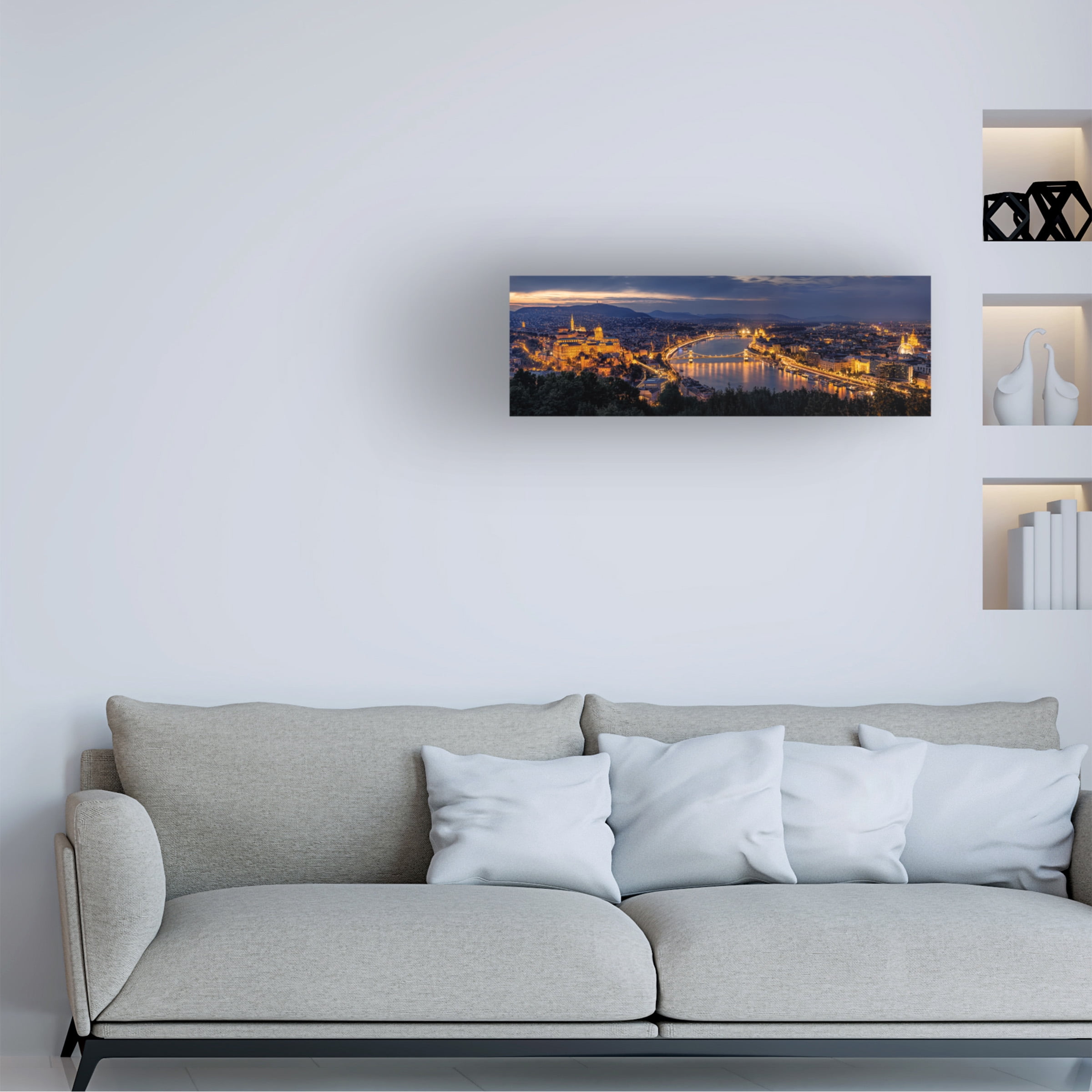 Trademark Fine Art Thomas D Morkeberg Panorama Of Budapest Canvas Wall Art - 8x24