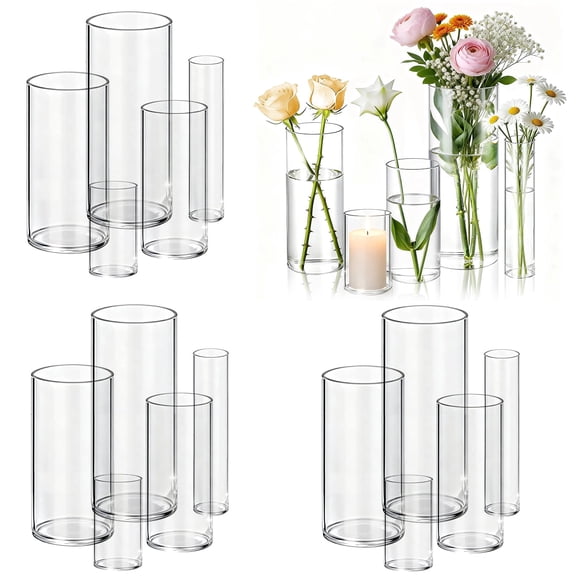 20 Pack Glass Cylinder Vase for Centerpieces, Clear Flower Glass Vases for Wedding Decorations, Hurricane Floating Candle, Holder for Table Centerpiece Wedding Home Décor