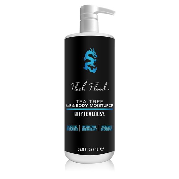 Billy Jealousy Flash Flood Tea Tree Hair & Body Moisturizer Ideal for All Hair & Skin Types with Tea Tree, Lavender and Peppermint, 33.8 Fl Oz