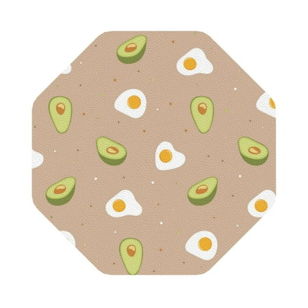 

Matuu Egg and Avocado for Cup Coasters Set of 6 Leather Coasters Desk Coasters for Office Measures 4” x 4” Octagon