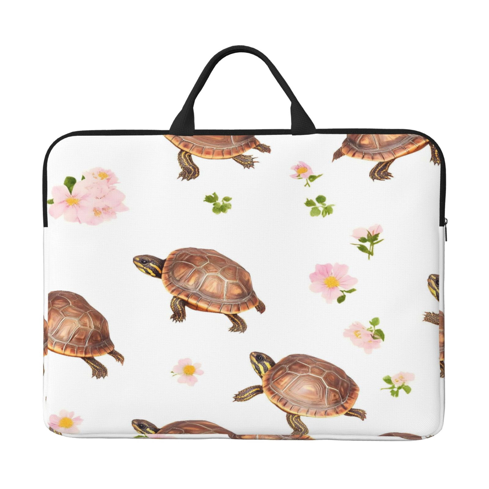 Laptop Sleeve Bag For Women Men 14inch Waterproof Durable Protective Computer Carrying Cover Handle Laptop Case Bag Pink-Colored Turtle Flower