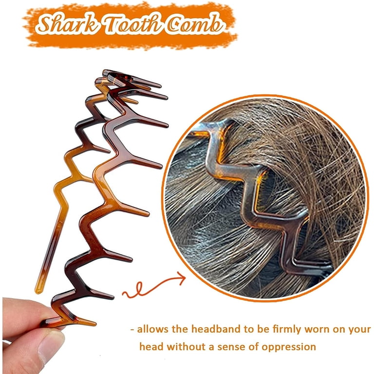2 Pack Headbands, Plastic Shark Tooth Hair Comb Hairband 