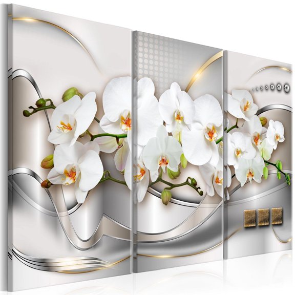 Tiptophomedecor Glamour Canvas Wall Art - Blooming Orchids I - Stretched & Framed Ready To Hang Art