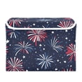 thumbnail image 7 of Yayeee Collapsible Cube Storage Bin with Lid Fabric Closet Decorative Basket with Handles, Red and Blue Fireworks Pattern, 7 of 7