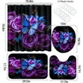 thumbnail image 4 of Bathroom Sets with Shower Curtain and Rugs, Toilet Lid Cover, Bath Mat, 4PCS Purple Rose Butterfly Shower Curtains for Bathroom, Romantic Flower Shower Curtains Set for Bathroom Decor, 4 of 6