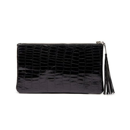 - Croco Embossed Leather Clutch