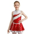 thumbnail image 1 of Linjinx Tenue d'Uniforme de Cheerleader à Paillettes Brillantes pour Filles Robe de Danse Halloween Cosplay Rouge 8, 1 of 7