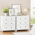 thumbnail image 6 of 3 Drawer Dresser with Wide Storage Space, White Painted Wood Chest of Drawer for Bedroom Living Room, 6 of 9