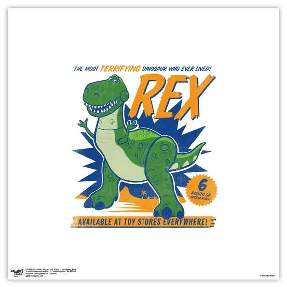 Gallery Pops Disney Pixar Toy Story - Terrifying Rex Wall Art, Unframed Version, 12" x 12"