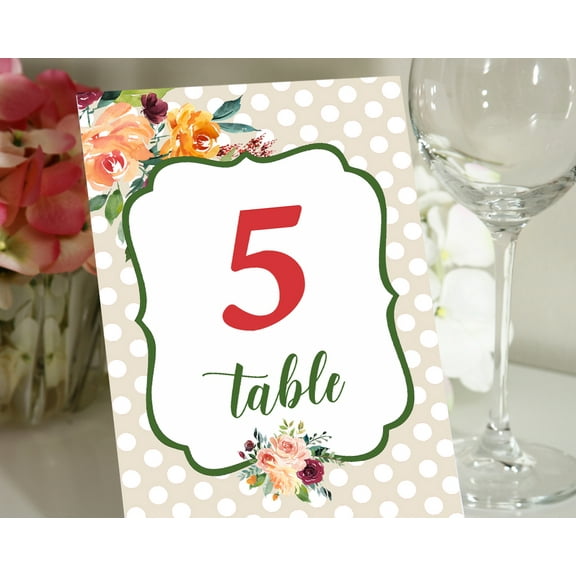 Darling Souvenir Polka Dot Bracket Style Elegant Table Numbers DIY Wedding Table Cards-4" x 6" (1 to 12)