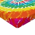 thumbnail image 2 of Ambesonne Rainbow Fitted Sheet, Rainbow Tie Dye Effect, Twin Size, Multicolor, 2 of 3