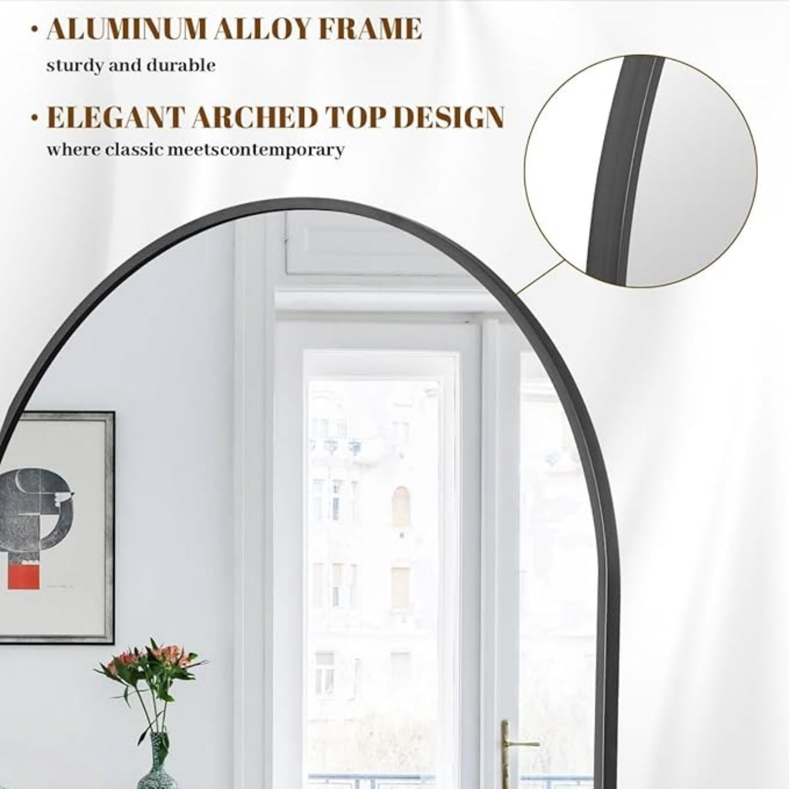 Lumora 35.3"x78" Arched Full Length Dressing Mirror Floor Standing Mirror, Black