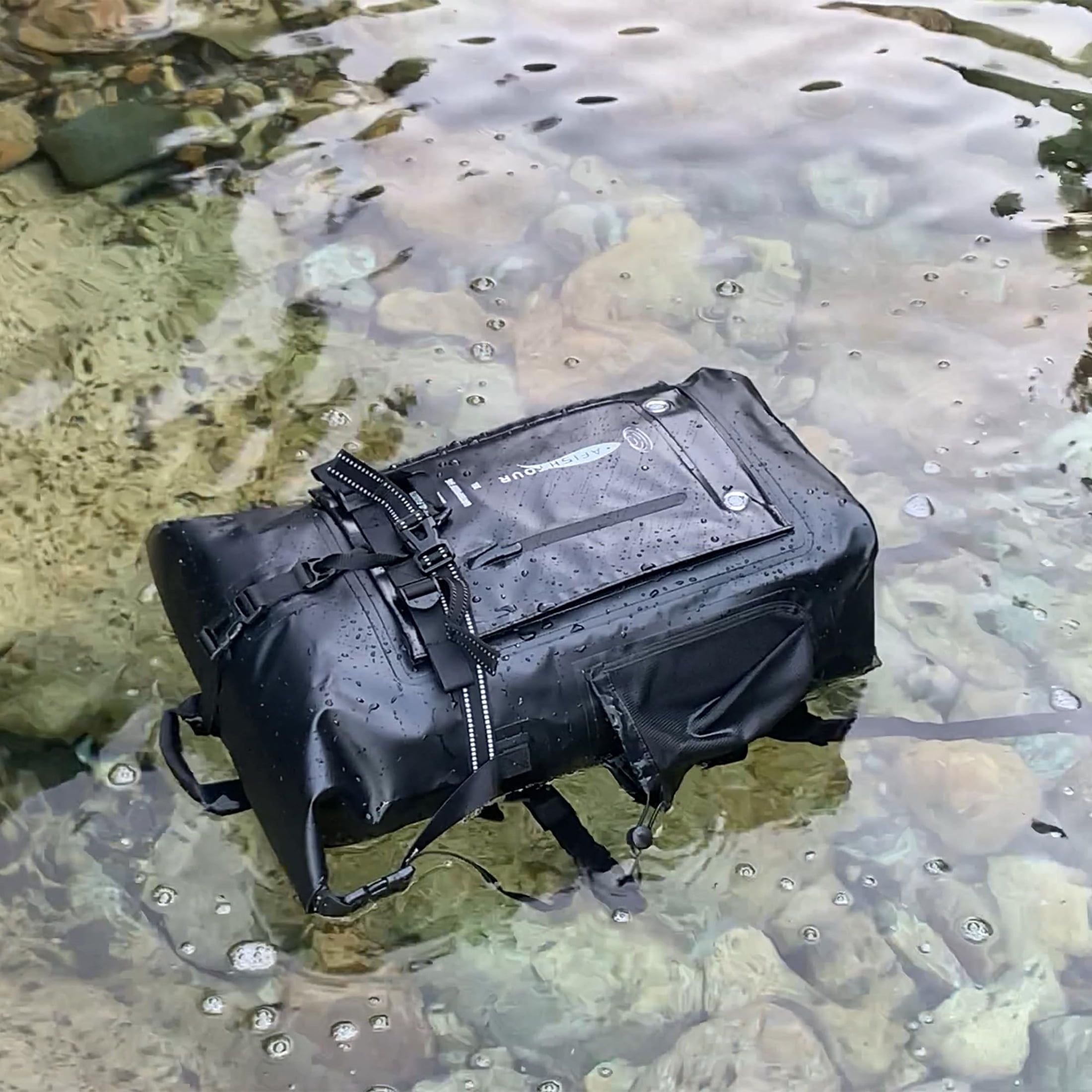 AFISHTOUR Dry Bag Waterproof Backpack, 35L Heavy Duty Roll Top Floating Dry Backpack for Kayaking, Hiking, Camping, Travel (Black)