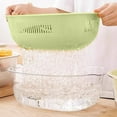 thumbnail image 3 of Green Multi Functional Kitchen Sink Colander Basket With Strainer For Washing Vegetables Fruits And Draining 34X25X12Cm 13.39X9.84X4.72In, 3 of 6