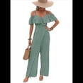 thumbnail image 2 of Plisados A Rayas para Mujer, Elegantes, de Verano, con Tirantes y Pantalones de Pierna , . Verde L, 2 of 7
