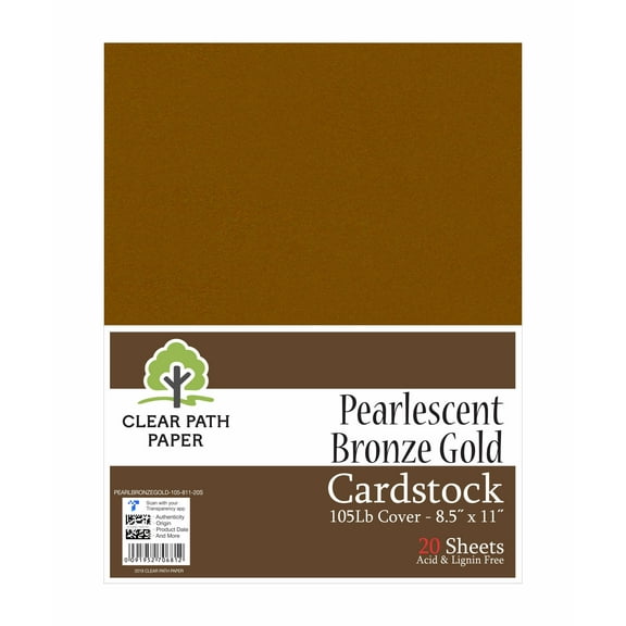 Pearlescent Bronze Gold Cardstock - 8.5 x 11 inch - 105Lb Cover - 20 Sheets - Clear Path Paper