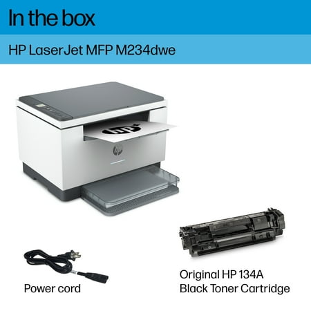 HP - LaserJet M234dwe Wireless Black-and-White Laser Printer with 6 months of Toner through HP+ - White & Slate