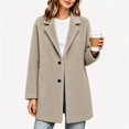 thumbnail image 2 of Women's Teddy Pea Coat, Faux Fur Long Winter Jacket, Winter Lapel Faux Fur Warm Overcoats Beige,&nbsp;Size L by Awwp, 2 of 5
