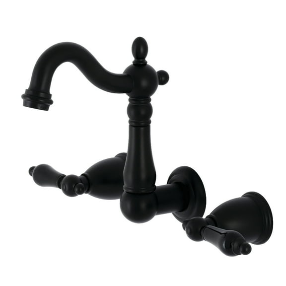 Kingston Brass KS1220PKL Duchess Double-Handle Wall Mount Bathroom Faucet, Matte Black