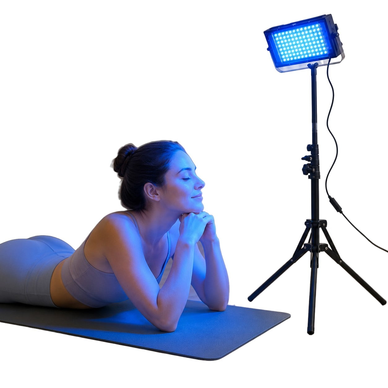 50W Blue Light Tanning Lamp for Face and Body, Indoor Home Tanning Lamp with Adjustable Tripod Stand, 460nm 480nm Solarium Light for Skin Care and Beauty Routine
