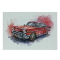 thumbnail image 1 of Watercolor Cutting Board, Hand Drawn Old Fashioned Car Antique Vehicle Retro Outdated Abstract Art, Decorative Tempered Glass Cutting and Serving Board, Small Size, Red Dimgrey, by Ambesonne, 1 of 1