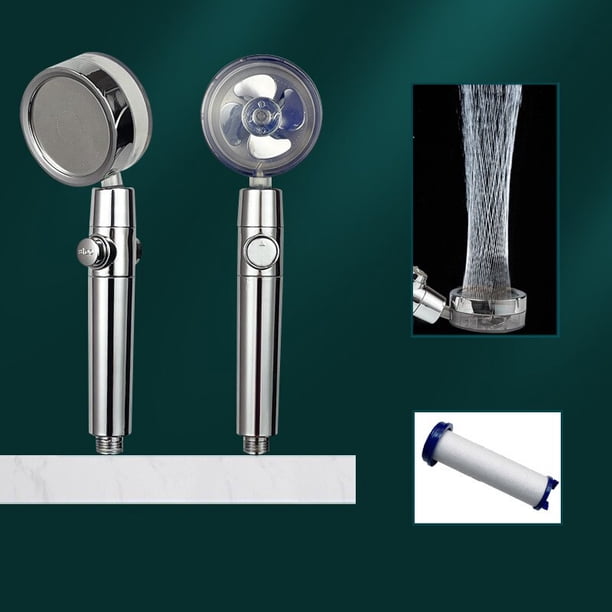 Cabezal de ducha de hélice, flujo de ahorro de agua, rotación de 360 grados con ventilador, boquilla de pulverización de alta presión para lluvia ABS, accesorios de baño Tan Jianjun unisex