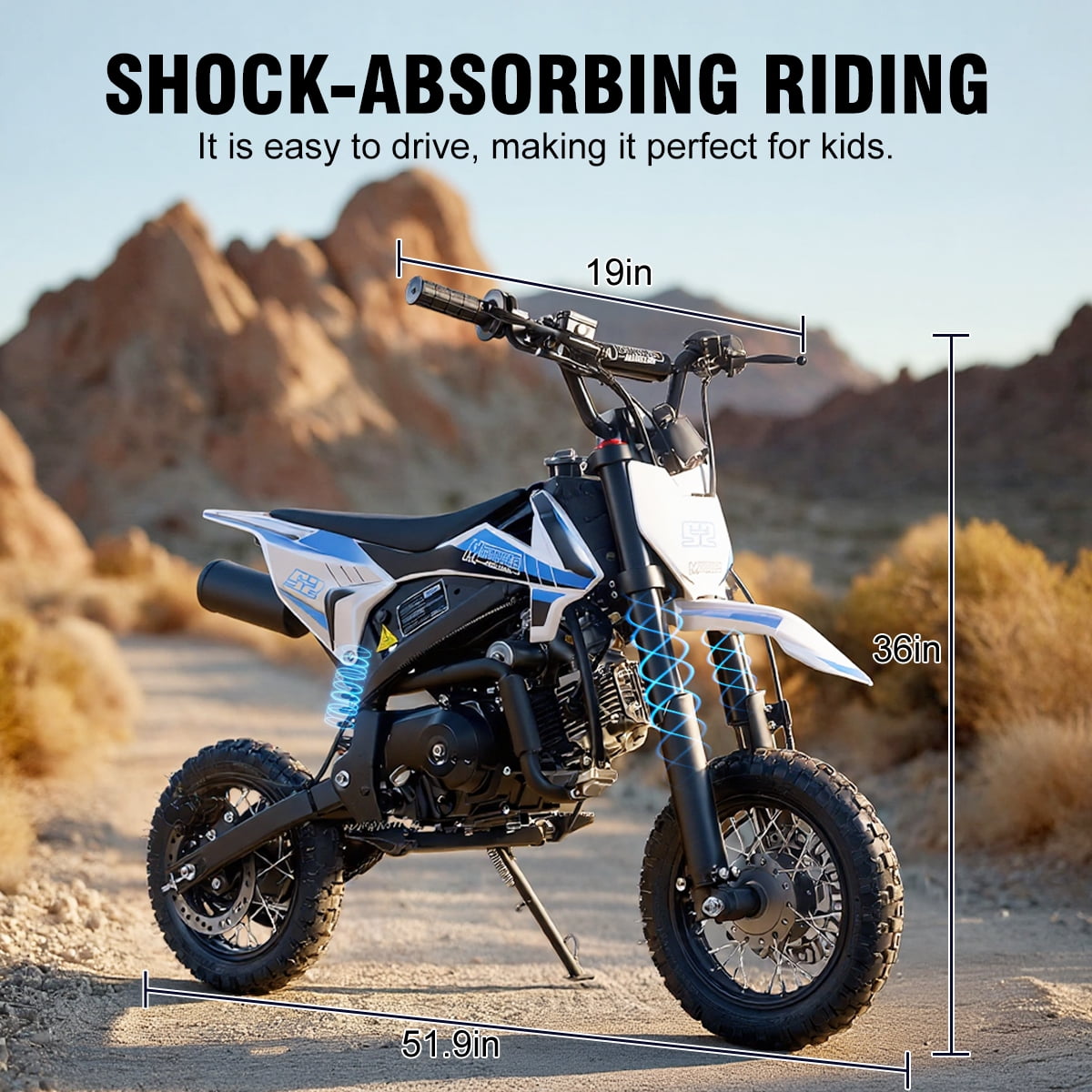SAY YEAH Dirt Bike for Kids,72cc 4-Stroke Gas-Powered Mini Bike With Off-Road Trail,Ages 8+,210lb Capacity