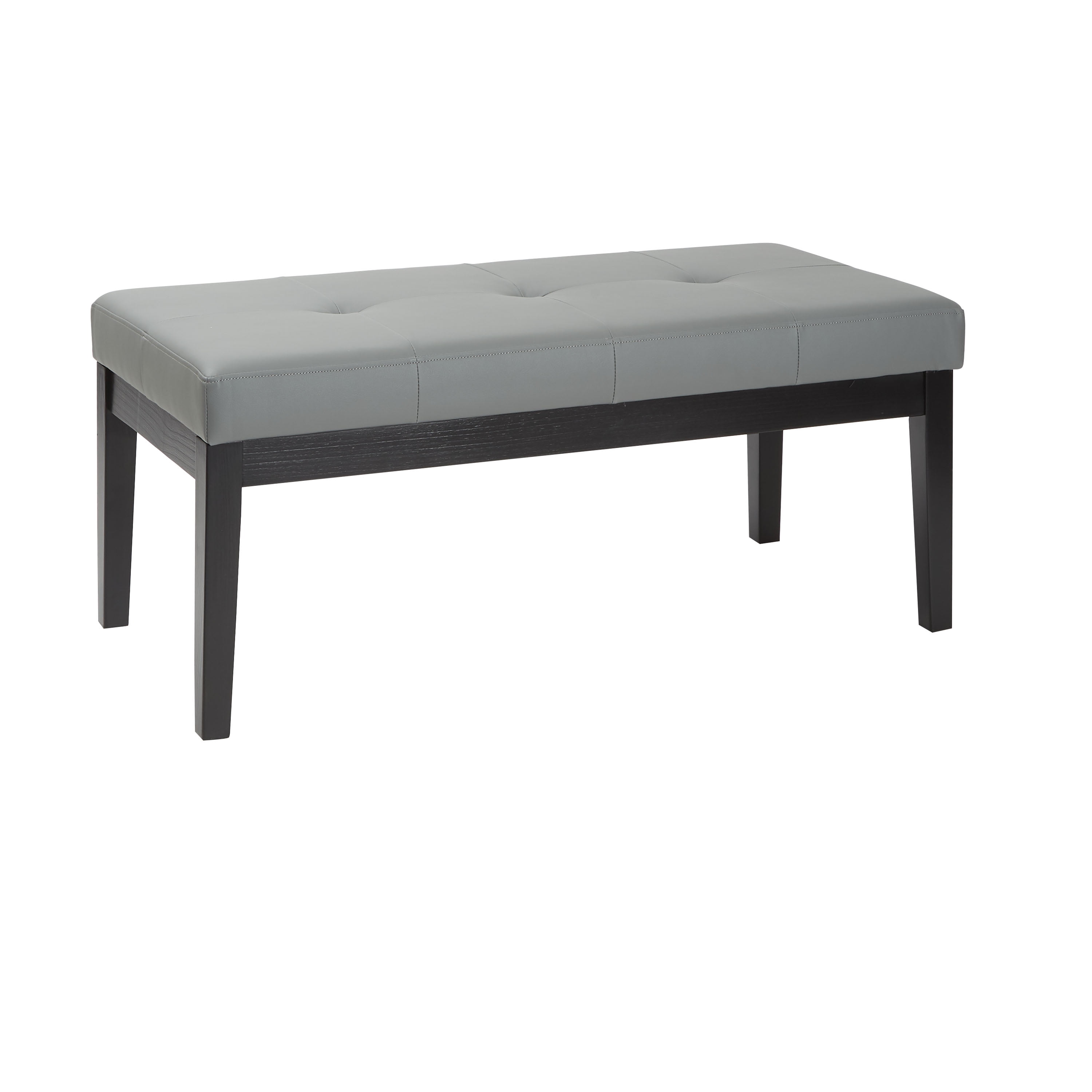Adornments Modern Dining Bench with Grey Faux Leather Upholstery