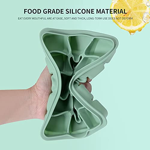 Set of 2 Stackable Silicone Ice Cube Trays with Removable Lids, Easy Release Flexible Molds for Whiskey, Cocktails, and Baby Food, BPA-Free Reusable Freezer Trays in Bamboo Green