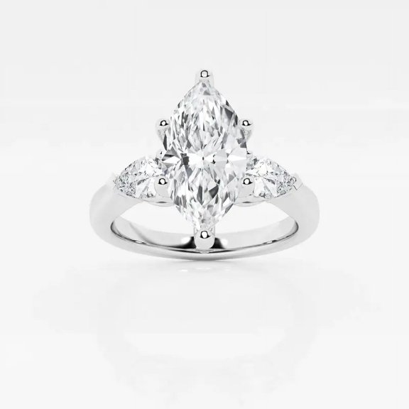 Cloud Jewel 14K White Gold Over Rings - 2 Ct Marquise Cut Lab Diamond Rings - Party Wear Diamond Rings for Her - Engagement Wedding Prong Setting Ring for Women's - Bridal Ring Set for Women's