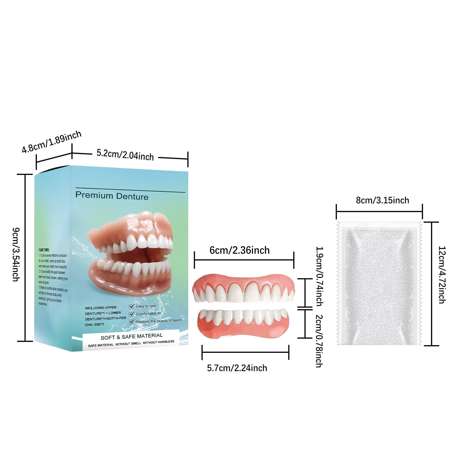 HZA Silicone Full Dentures Prostheses for All Men and Women