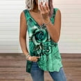 thumbnail image 2 of JINMGG Tank Tops for Women under $5,Fashion Women Summer Print V-Neck T-Shirt Sleeveless Tops Casual Blouse Green S, 2 of 4
