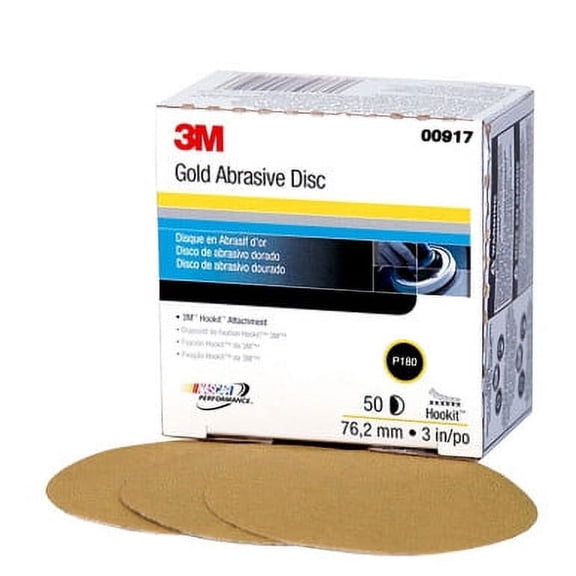 3M 00917, 180 Grit, 3 inch, Hookit Gold Film Discs