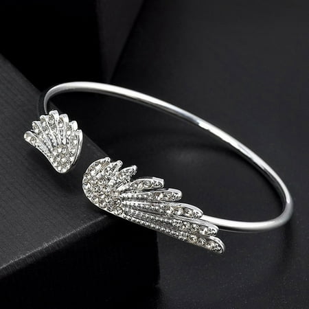 AkoaDa Angel Wings Bracelet Adjustable Woman  Jewelry Gifts Open Bracelet Silver Plated Crystal Wholesale Spacecraft