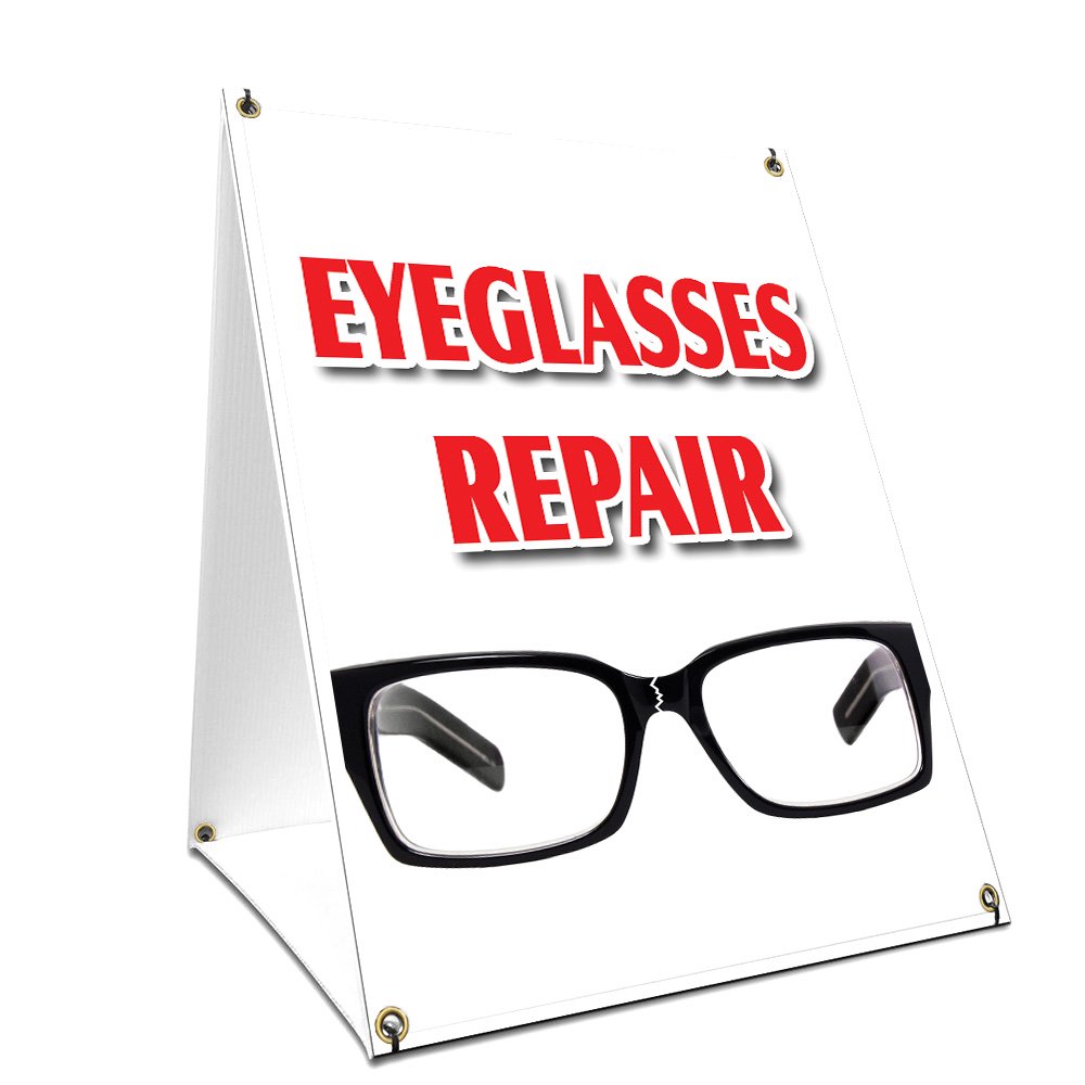 Aframe Sidewalk Eyeglass Repair Sign With Graphics On Each Side 18