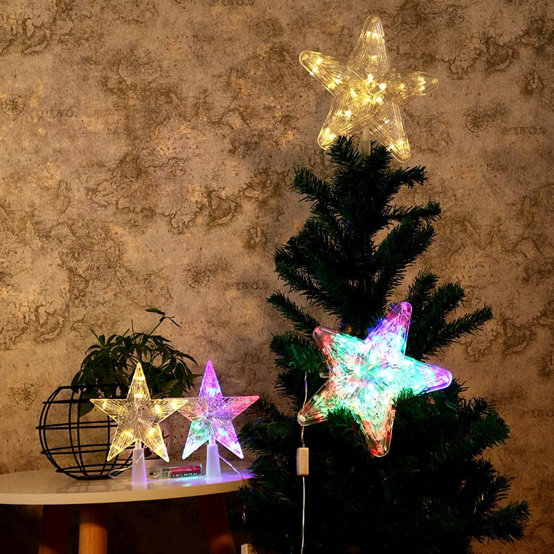 Christmas Tree Topper Lighted Star with Warm White/Colorful LED Lights