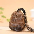 thumbnail image 2 of HOOUN Natural Ice Mountain and Water Brand Obsidian Pendant with Bead Chain, 2 of 6