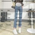 thumbnail image 3 of HWRETIE Maternity SweatpantsWomen's Maternity Cropped Jeans with Elastic Drawstring Cigarette Pants Casual Slim Fit Belly Support Denim Narrow Leg Pregnancy Pants Gray, 3 of 4