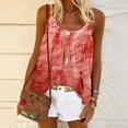thumbnail image 2 of Goodeals Womens Summer Sleevless Tank Top Pleated Front Printed Outfits Flowy Loose Fit Blouses Spaghetti Strap Camisole Scoop Neck Cami Shirt(Watermelon Red,XXL), 2 of 5
