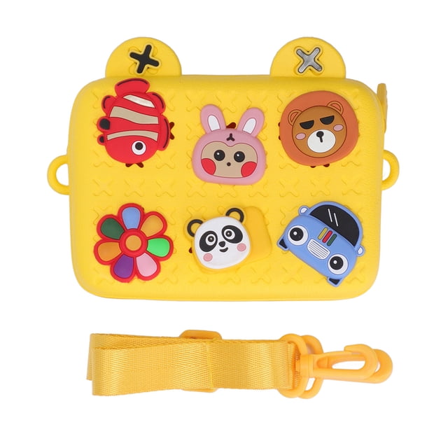 Bolsas de hombro con dibujos animados para cámara, bolsa protectora para cámara infantil, regalo de cumpleaños para niños, color amarillo