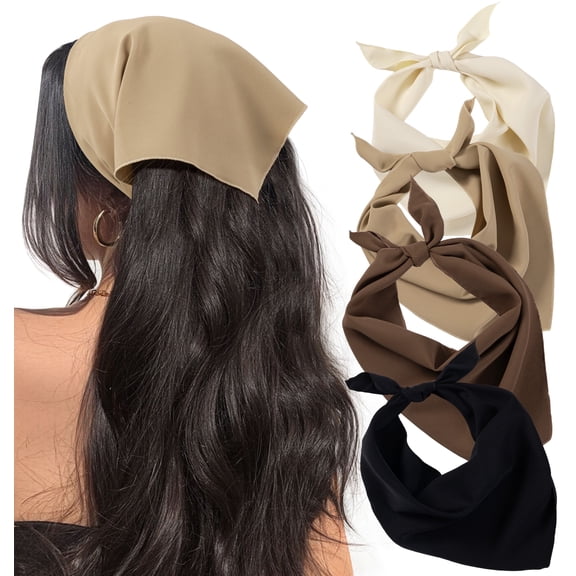 HBlife 4 Pack Hair Bandanas Tie-Back Triangle Boho Head Scarf for Women Girls