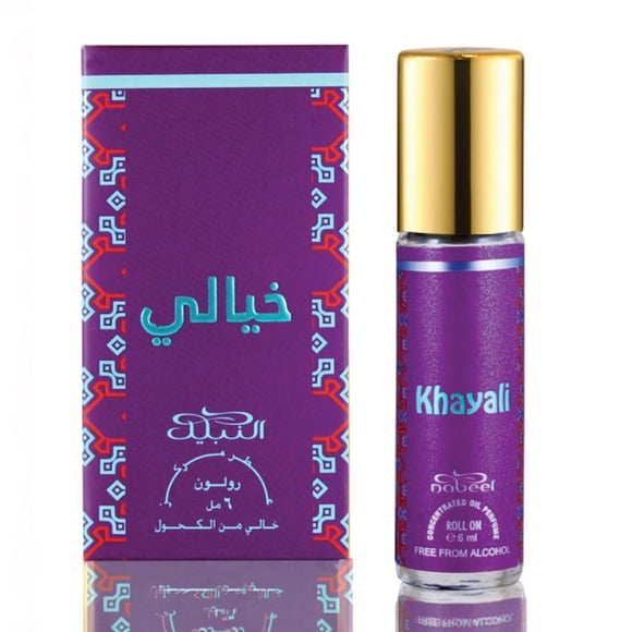 Nabeel Khayali Premium Attar Roll On Perfume Oil For Men & Women 6ml, 0.2 Fl.oz. | 100% Non Alcoholic | Concentrated Perfume Oil | With Vetiver, Ylang Ylang, Patchouli & Musk Notes
